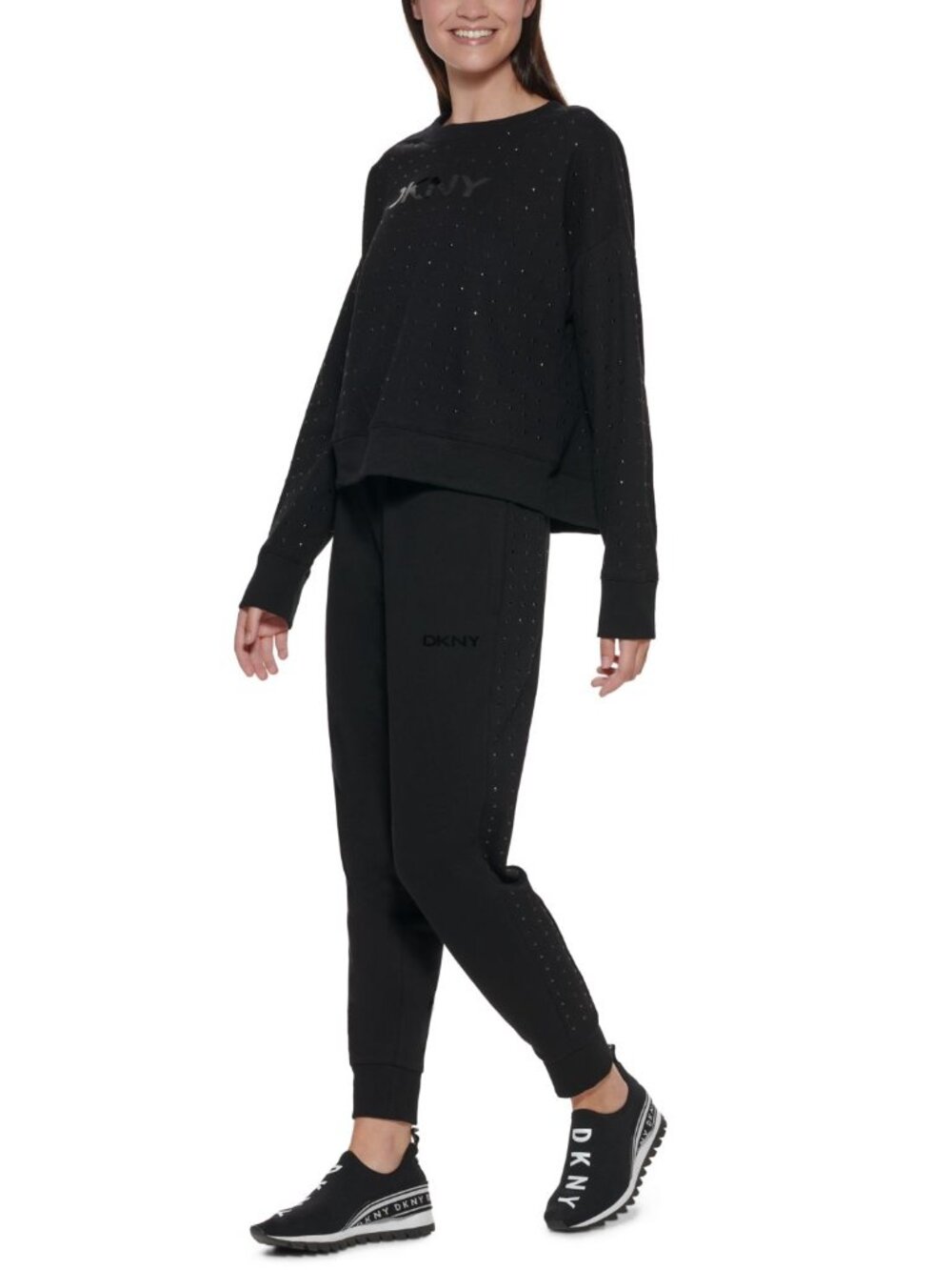 DKNY Womens Embellished Logo Sweatshirt